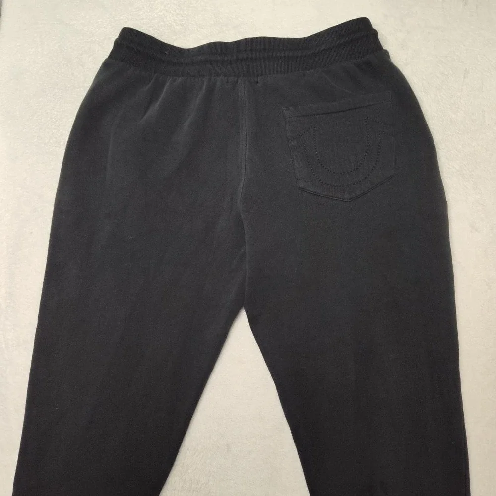 True Religion Jogger Pants Mens M Black Shine Arch‎ Classic Jogger Fleece School